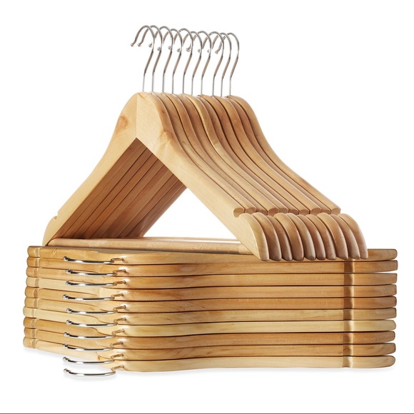 Wooden Hangers with Natural Finish (Set of 10)